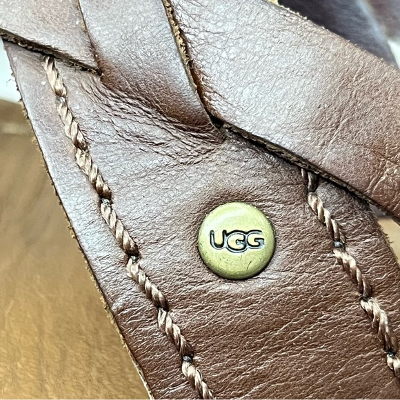UGG Leather Strappy Flip Flops Sandals-Brown-Women’s 8-Casual-Classic-Designer - Picture 8 of 10